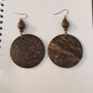 Brown Circle earrings with brown bead